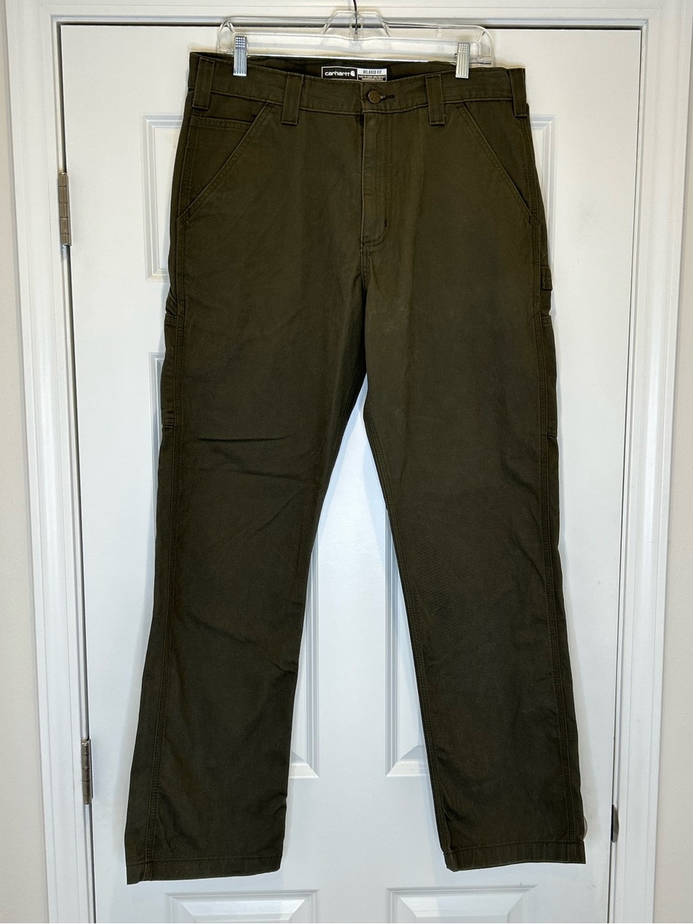 Carhartt Olive Green Relaxed Fit Twill Utility Cargo Pants Size 34 x 32